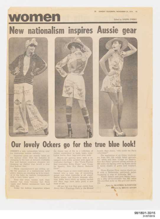 Newspaper clipping, 'New Nationalism inspires Aussie gear'